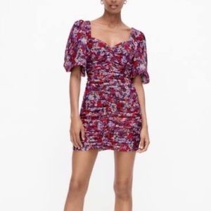 NWT! Zara  Floral BodyCon Puff Sleeve Mini Dress.  Size L